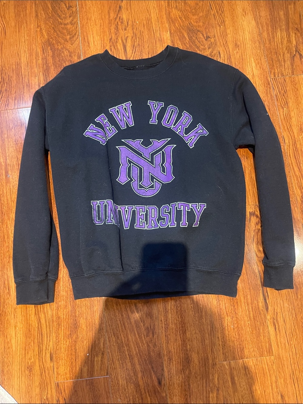 Black Crewneck Sweatshirt with Purple New York University Graphic